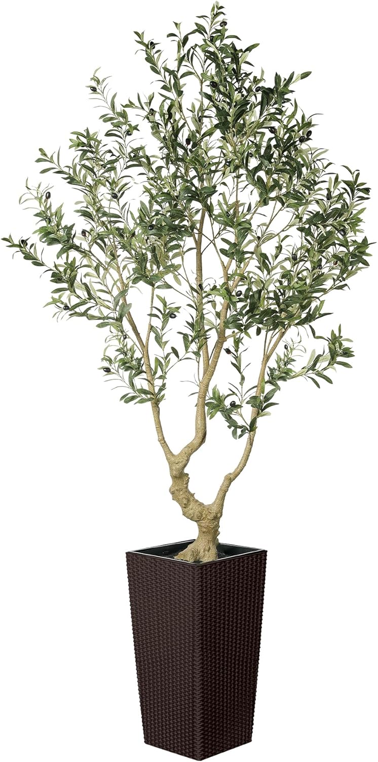LYERSE Faux Olive Tree 7ft Artificial Indoor Decor