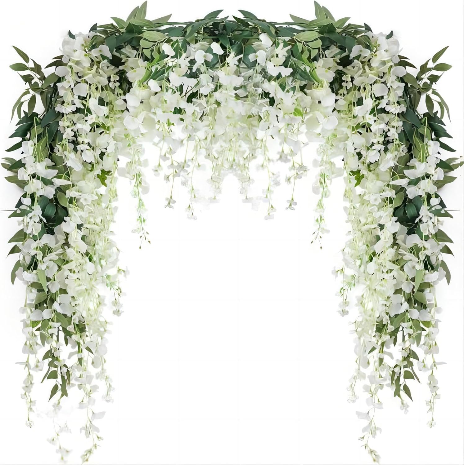 JUSTOYOU 3PCS 7FT Artificial Wisteria Garland White