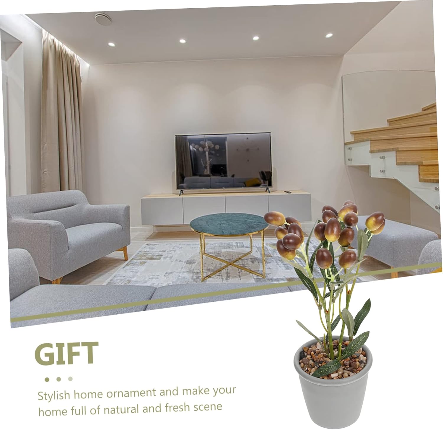 Ciieeo Artificial Fruit Potted Plant for Home Office Kitchen