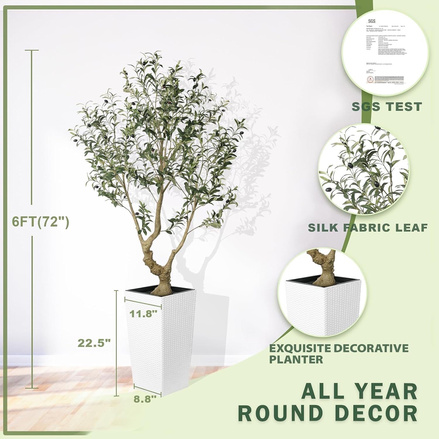 LYERSE Faux Olive Tree 6ft Artificial Indoor Decor