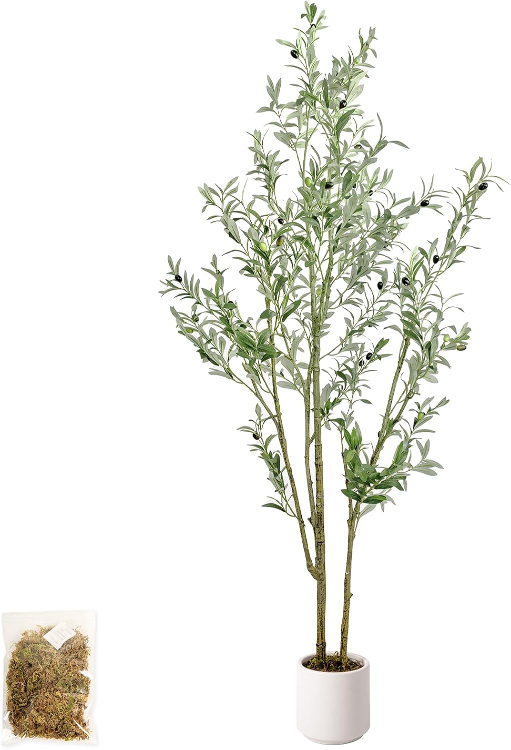 Realistic Artificial Olive Tree 6FT with White Planter