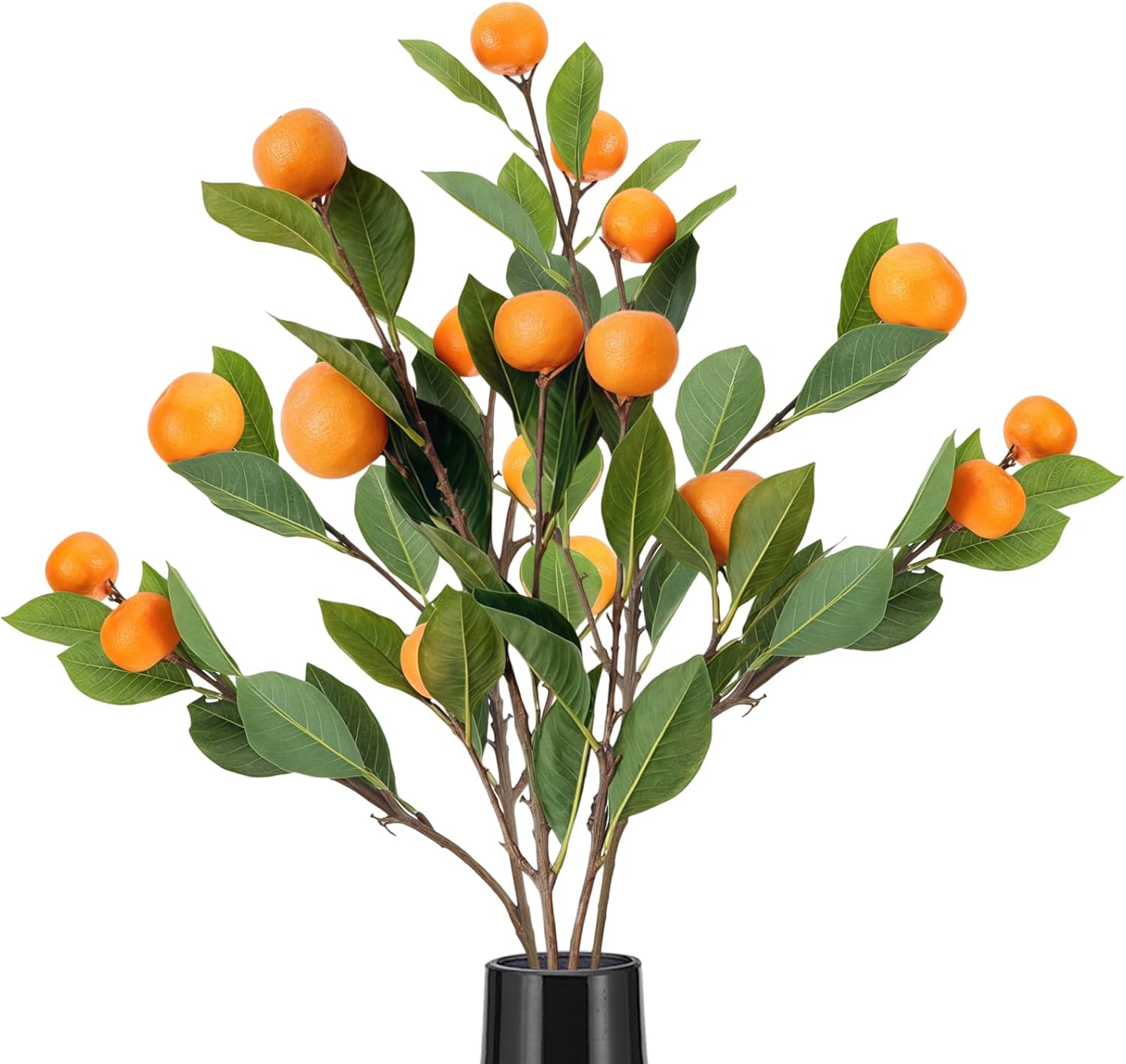 3Pcs Artificial Orange Branches with Realistic Fruits and Green Leaves