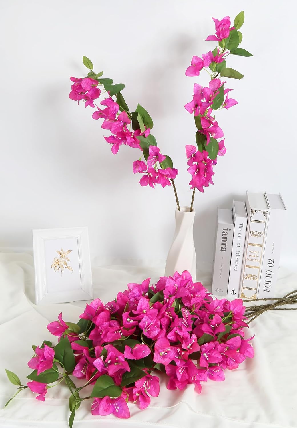 INSUNSIX 12PCS Long Stem Pink Artificial Bougainvillea Flowers