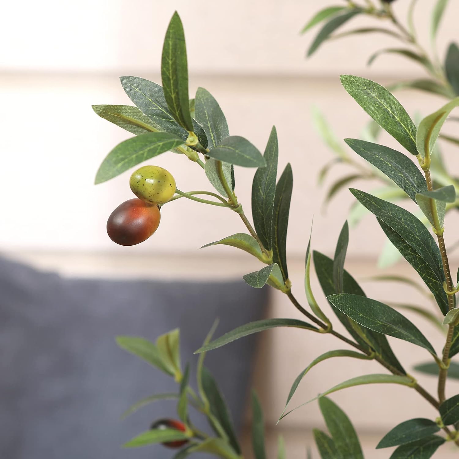 Realistic 6FT Artificial Olive Tree with Wood Trunk and Fruits