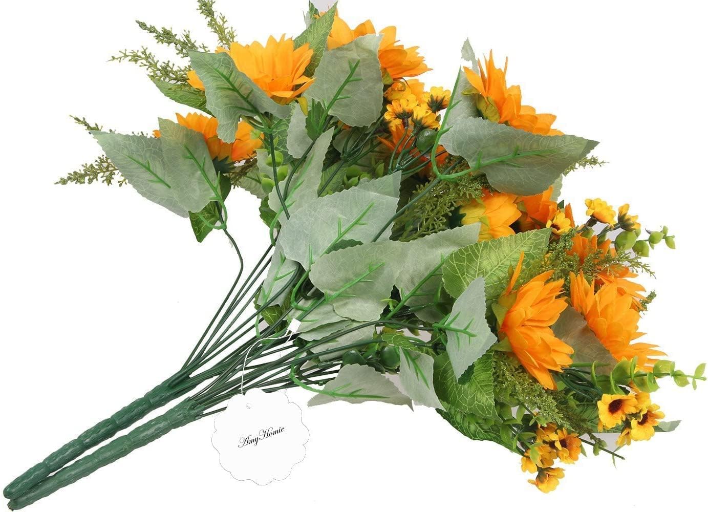 AmyHomie Artificial Sunflower Bouquets 2 Bunches