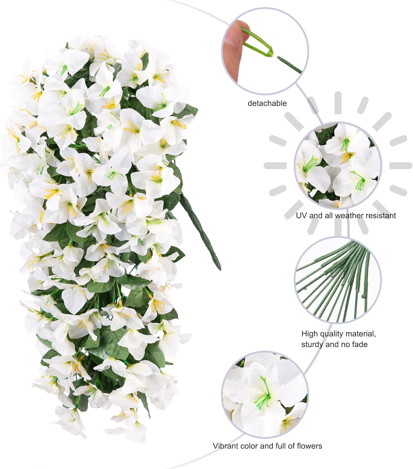 HyeFlora Artificial Bougainvillea Hanging Flowers 2pcs
