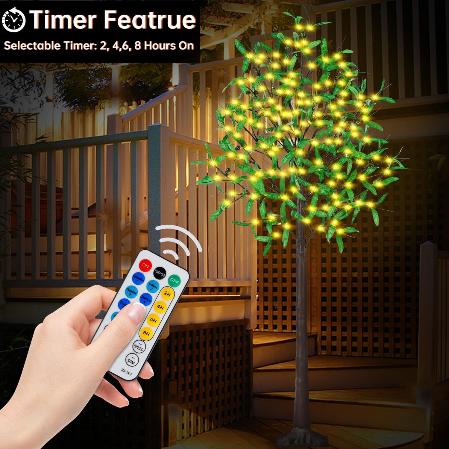 FastDeng Lighted Olive Tree 6ft Artificial Tree with 130 LED Lights