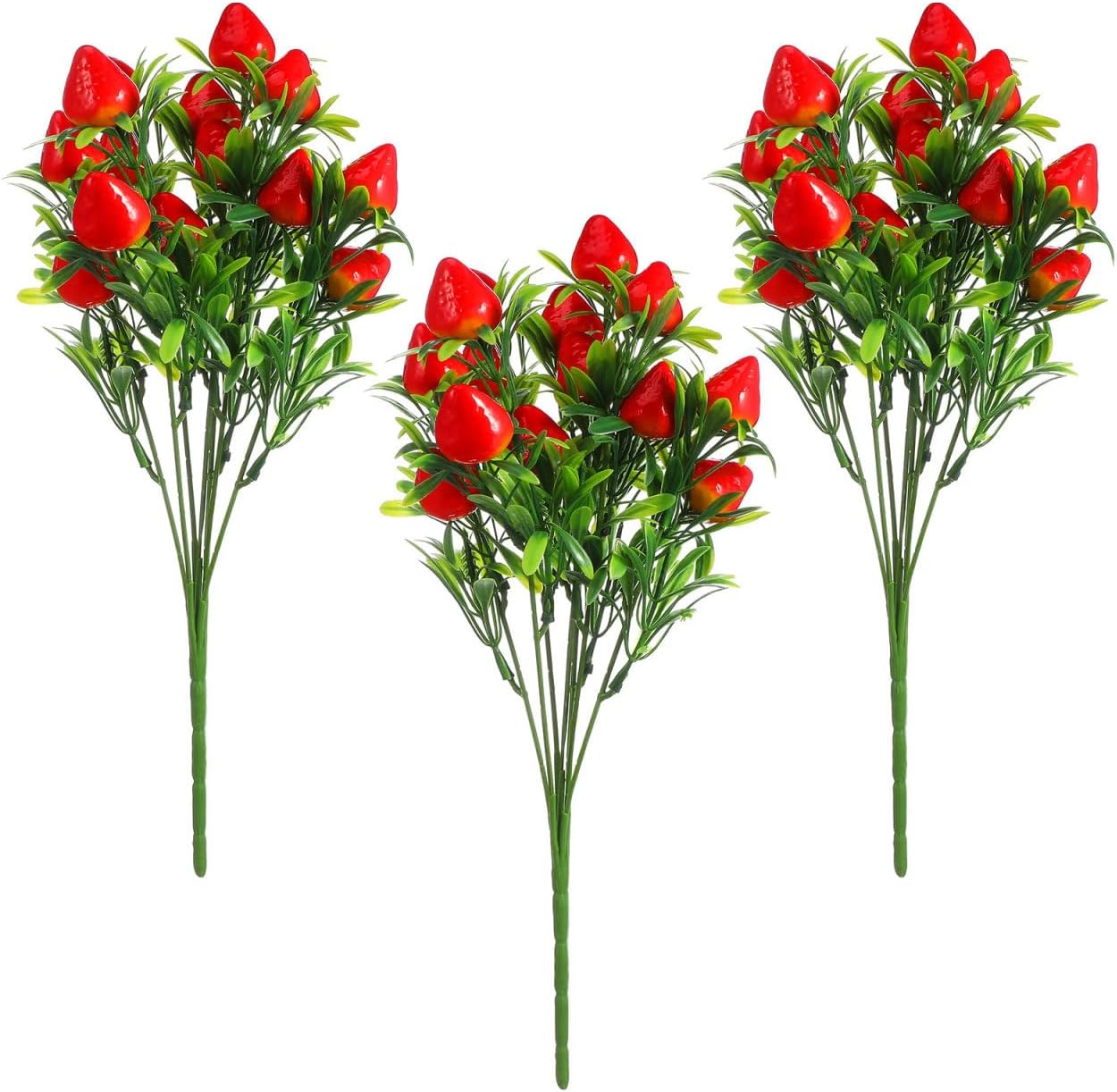 3PCS Fake Strawberry Plant for Home Party Decor Red