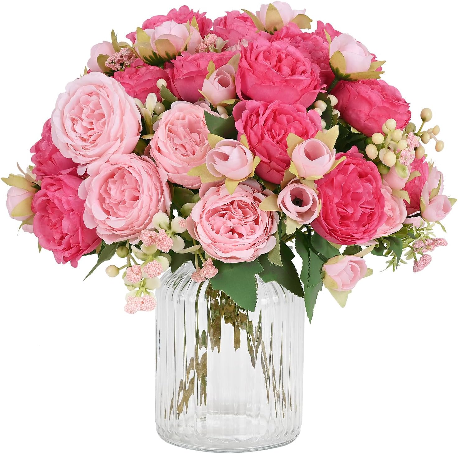 MARTINE MALL 2 Pack Mixed Pink Artificial Peonies Flowers