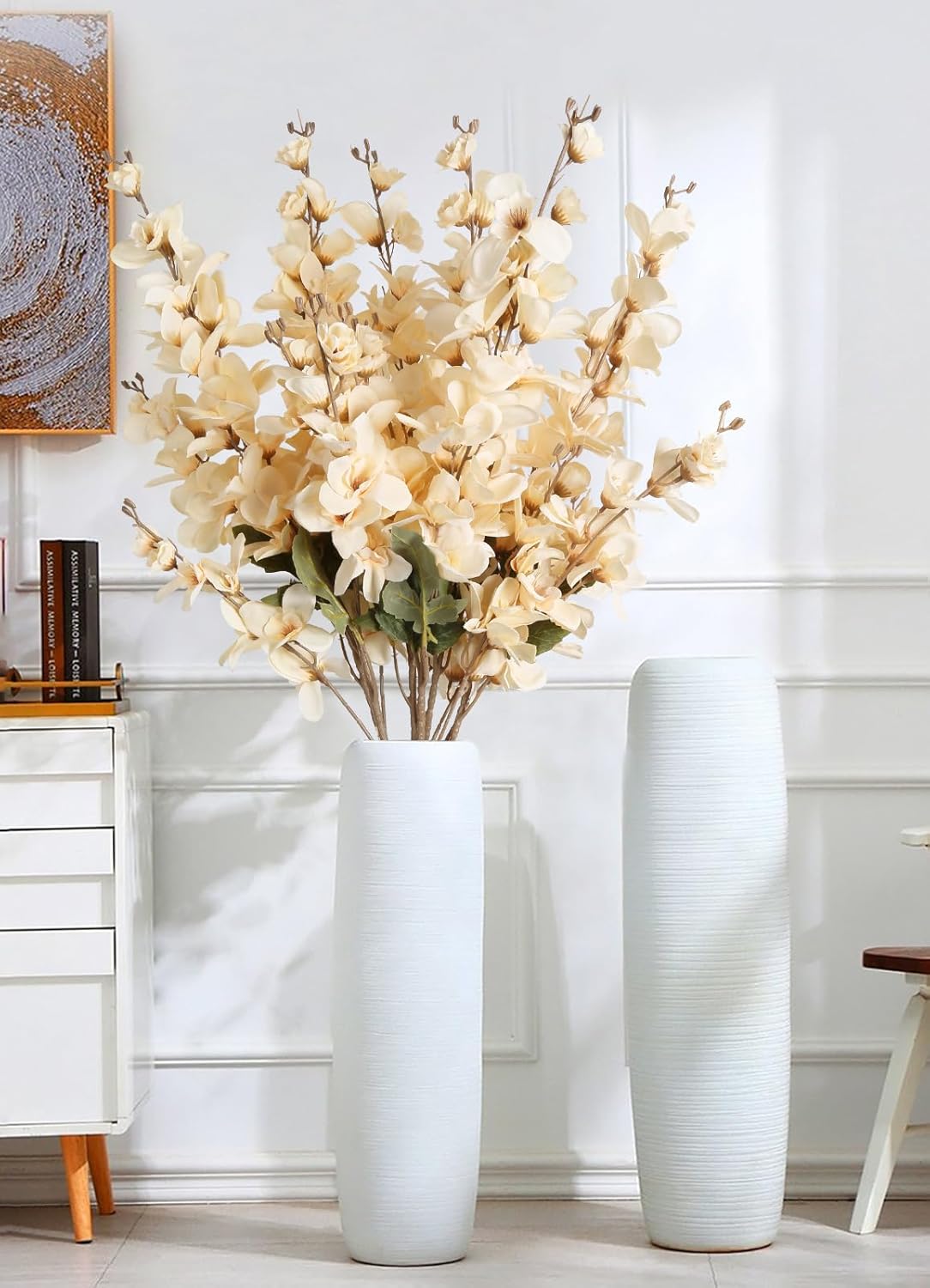 6PCS Champagne Delphinium Artificial Flowers for Wedding Decor