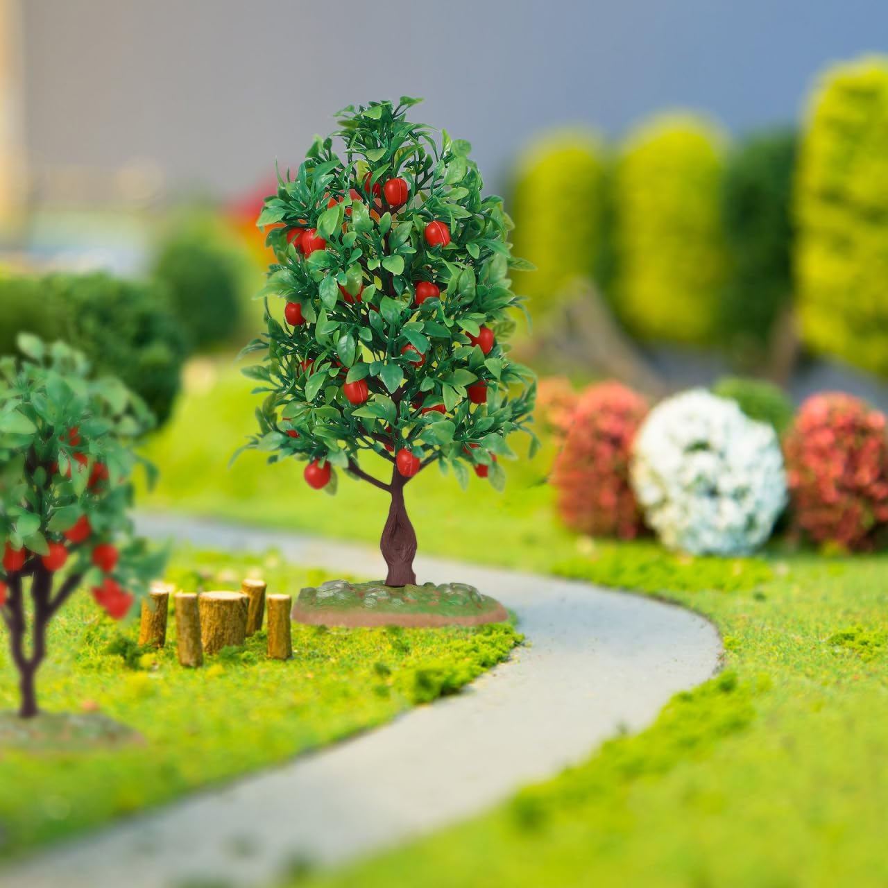 2Pcs Lifelike Artificial Apple Trees for Home Office Decor