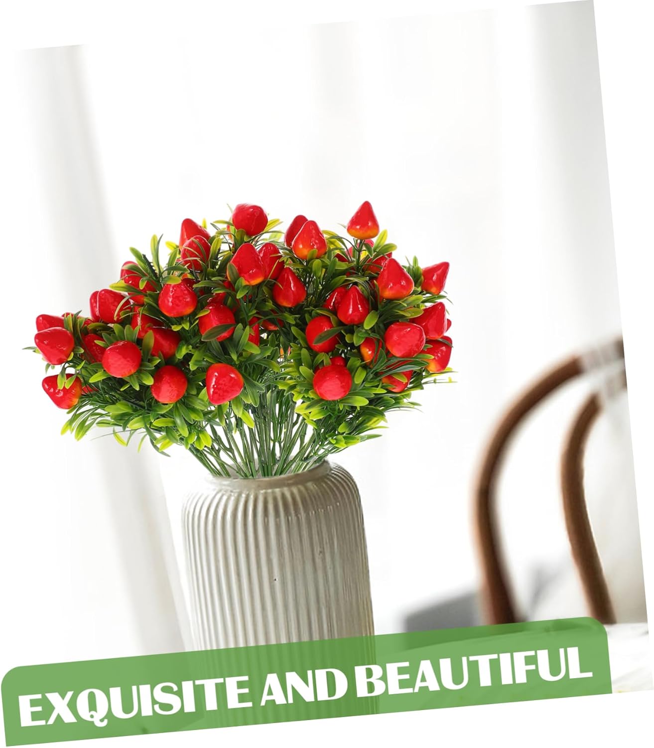 Generic Artificial Strawberry Flower Stem Decor