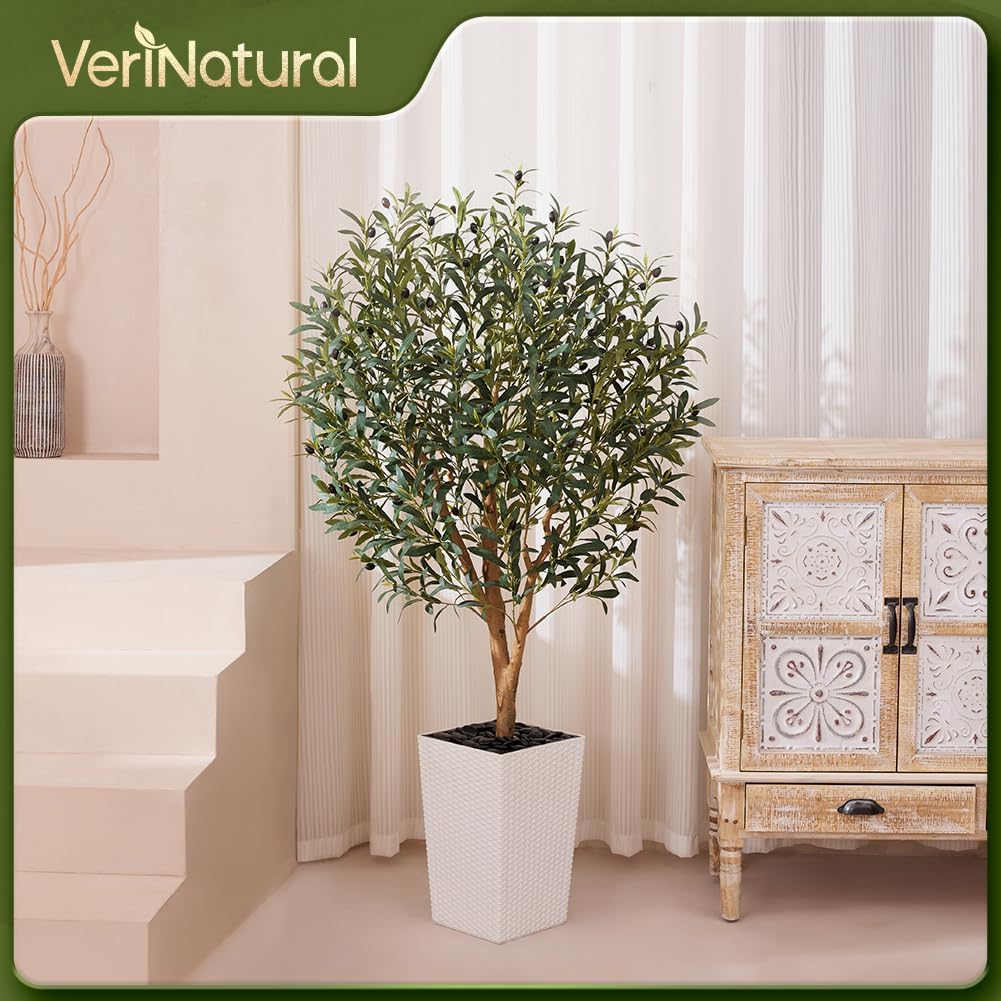 Artificial Olive Tree 5FT Real Wood Trunk UV Resistant