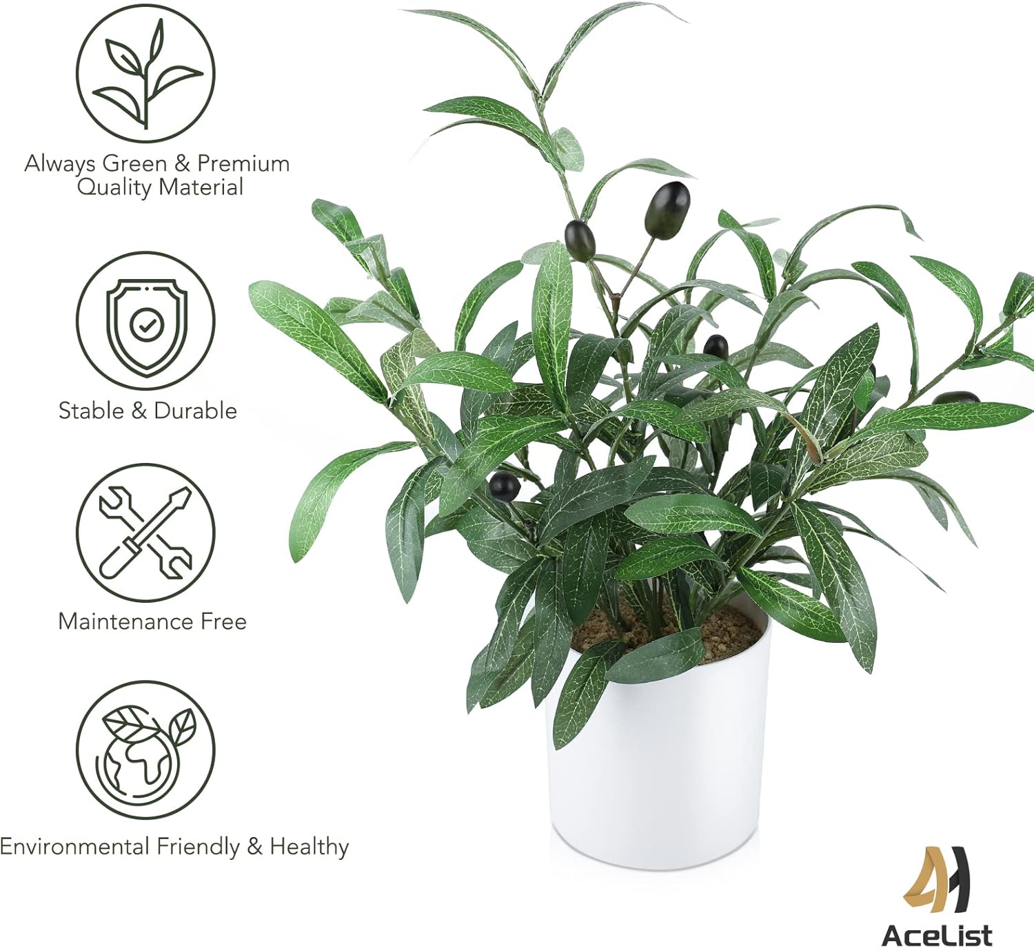 AceList Artificial Mini Olive Tree with Realistic Fruits and Leaves