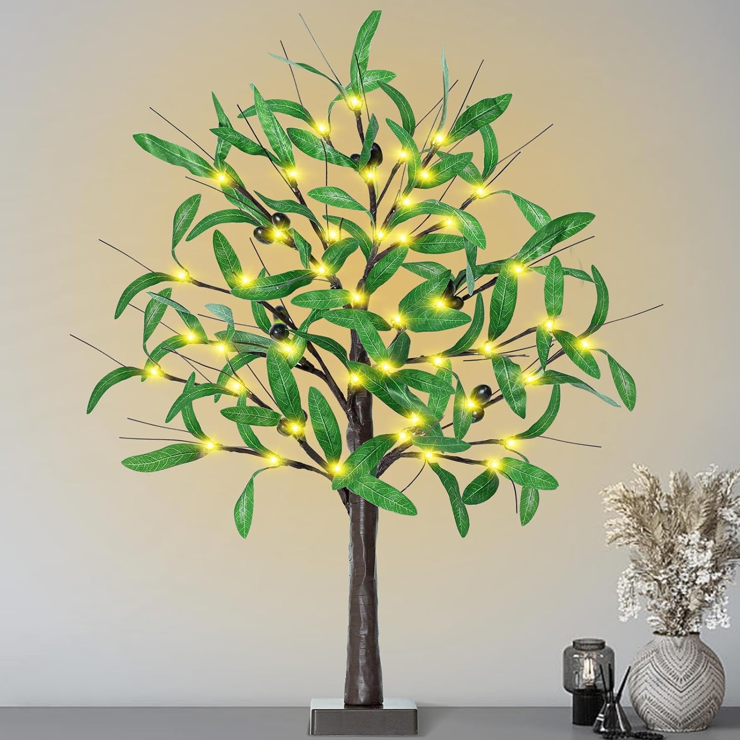 24 Inch Lighted Olive Tree with 36 LED Lights