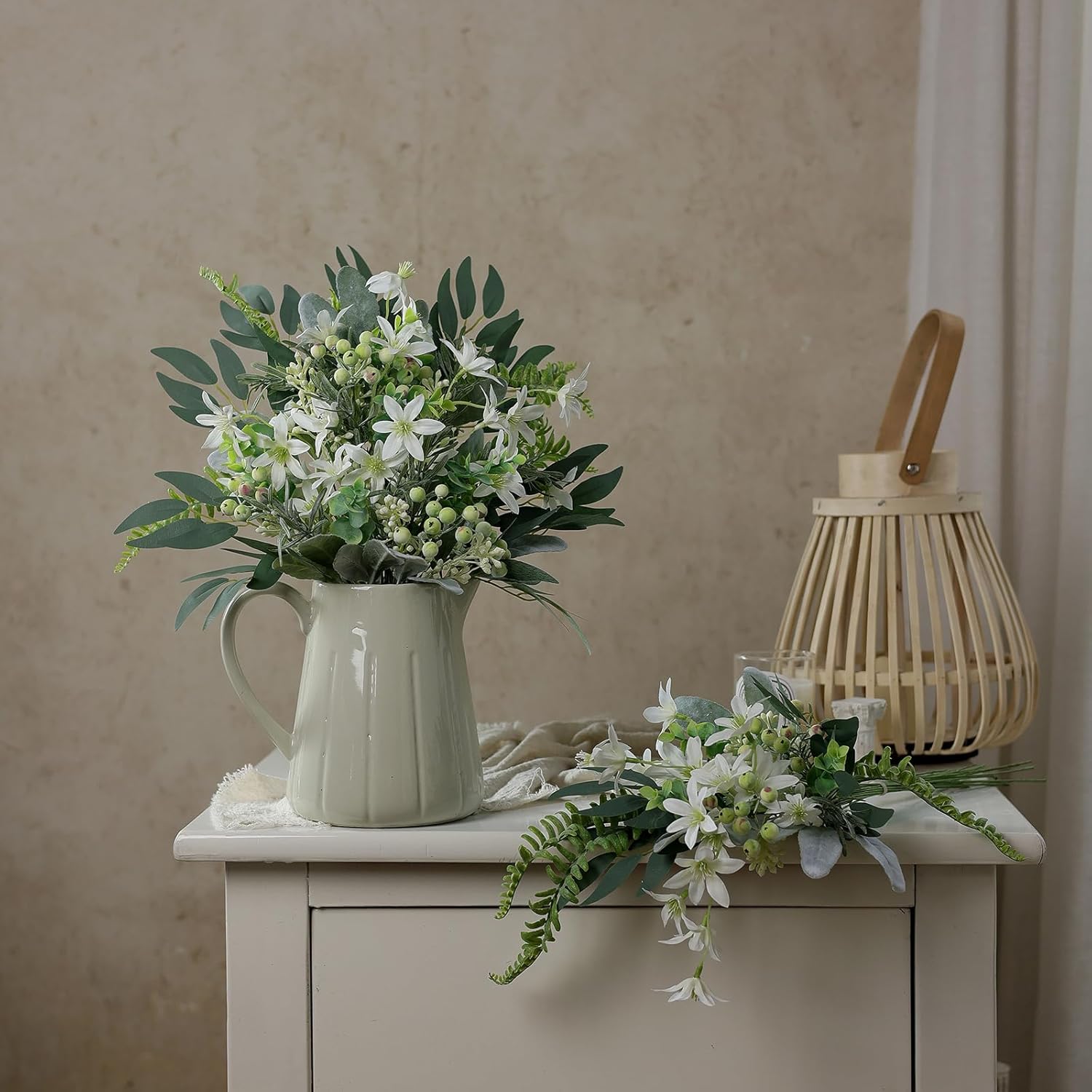 FOTEEWL 70 Pcs Artificial Greenery Stems Box Set for Wedding and DIY