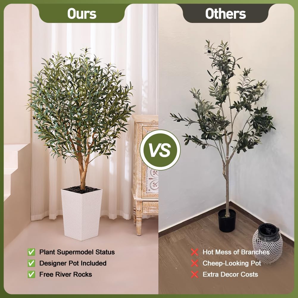 Artificial Olive Tree 5FT Real Wood Trunk UV Resistant