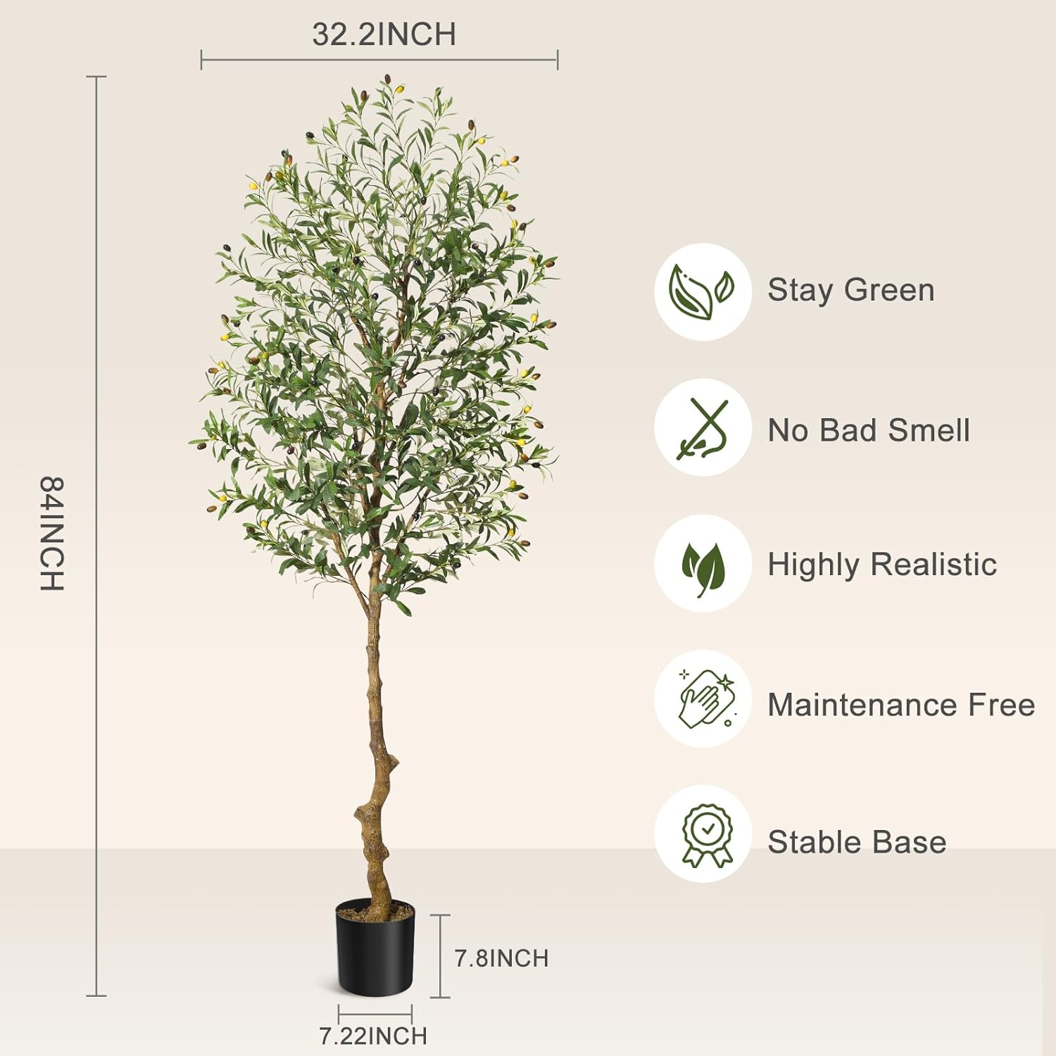 IDEALHOUSE 7FT Artificial Olive Tree with Realistic Trunk and Fruits