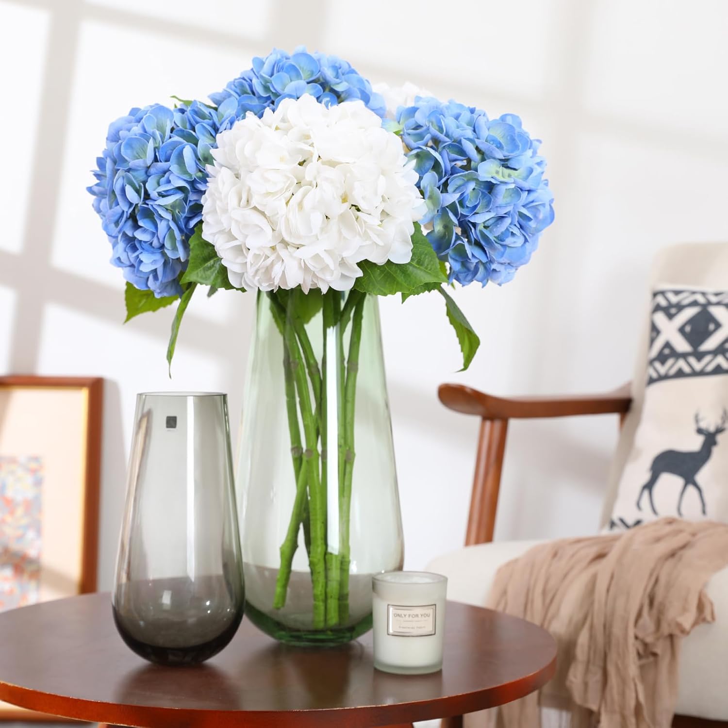 Nubry 2244In White Hydrangea Artificial Flowers 4Pcs