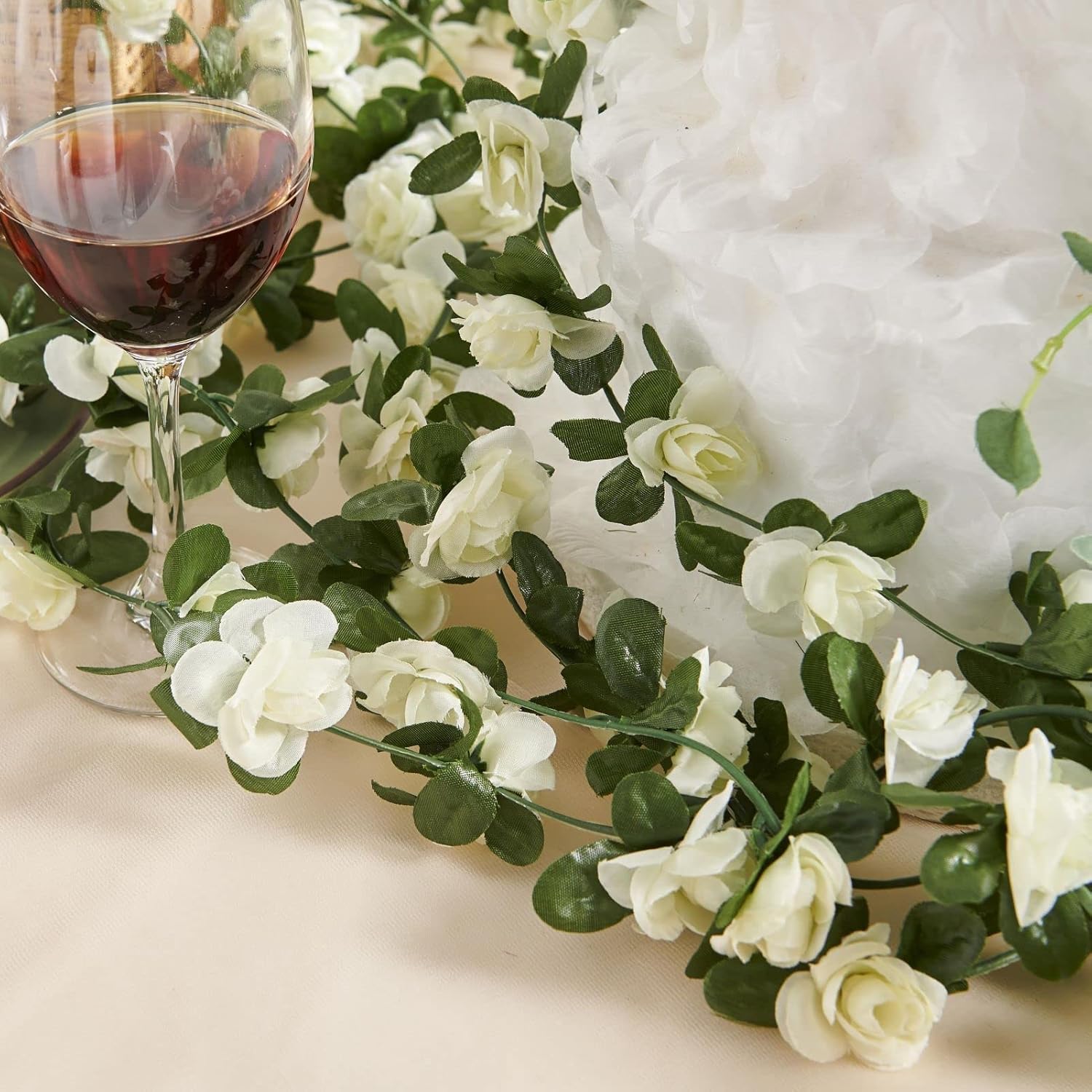 8 Pcs 66FT Artificial Rose Vine Garland with Green Leaves