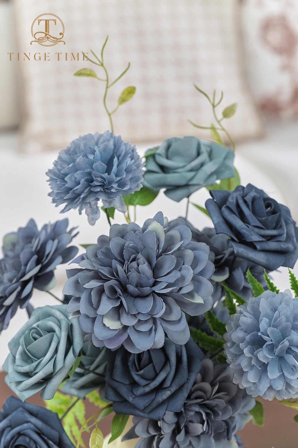 TINGE TIME Artificial Flowers Combo Dusty Blue Roses