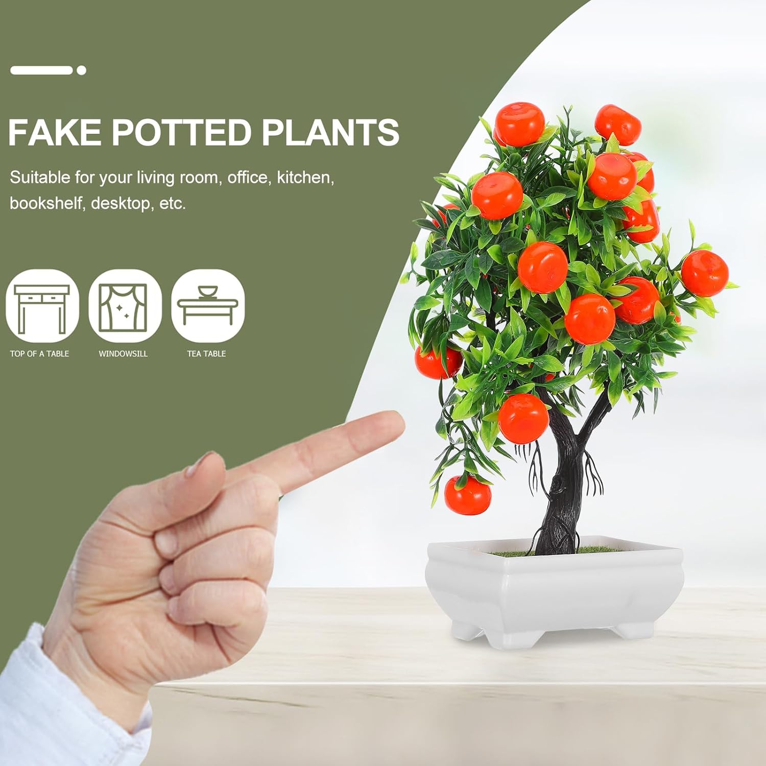 Enchanted Forest Artificial Orange Tree with Vase