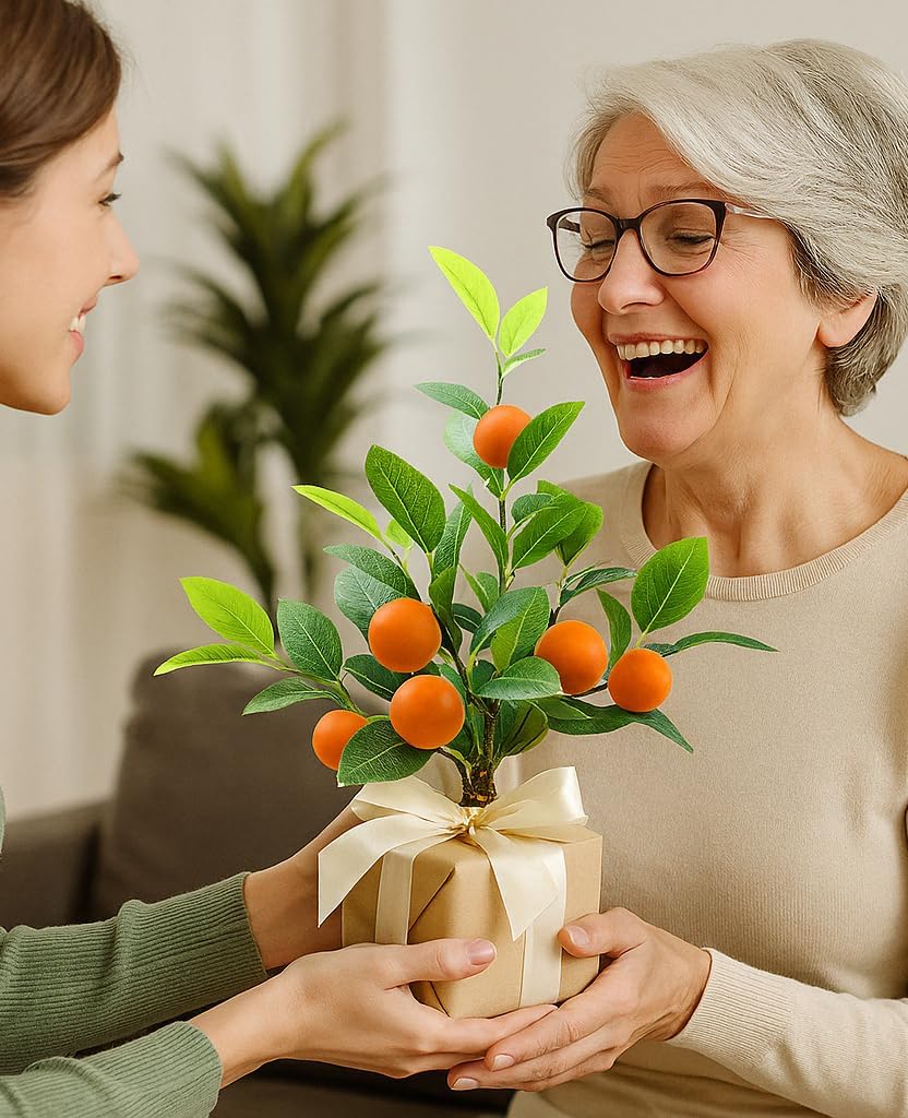 AceList Artificial Orange Tree in White Pot