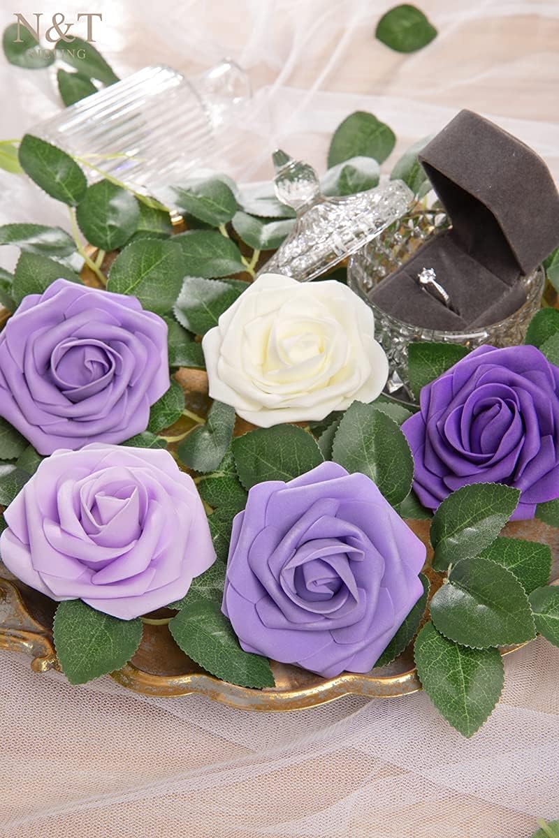 NT NIETING Artificial Flowers 25pcs Series Purple Rose