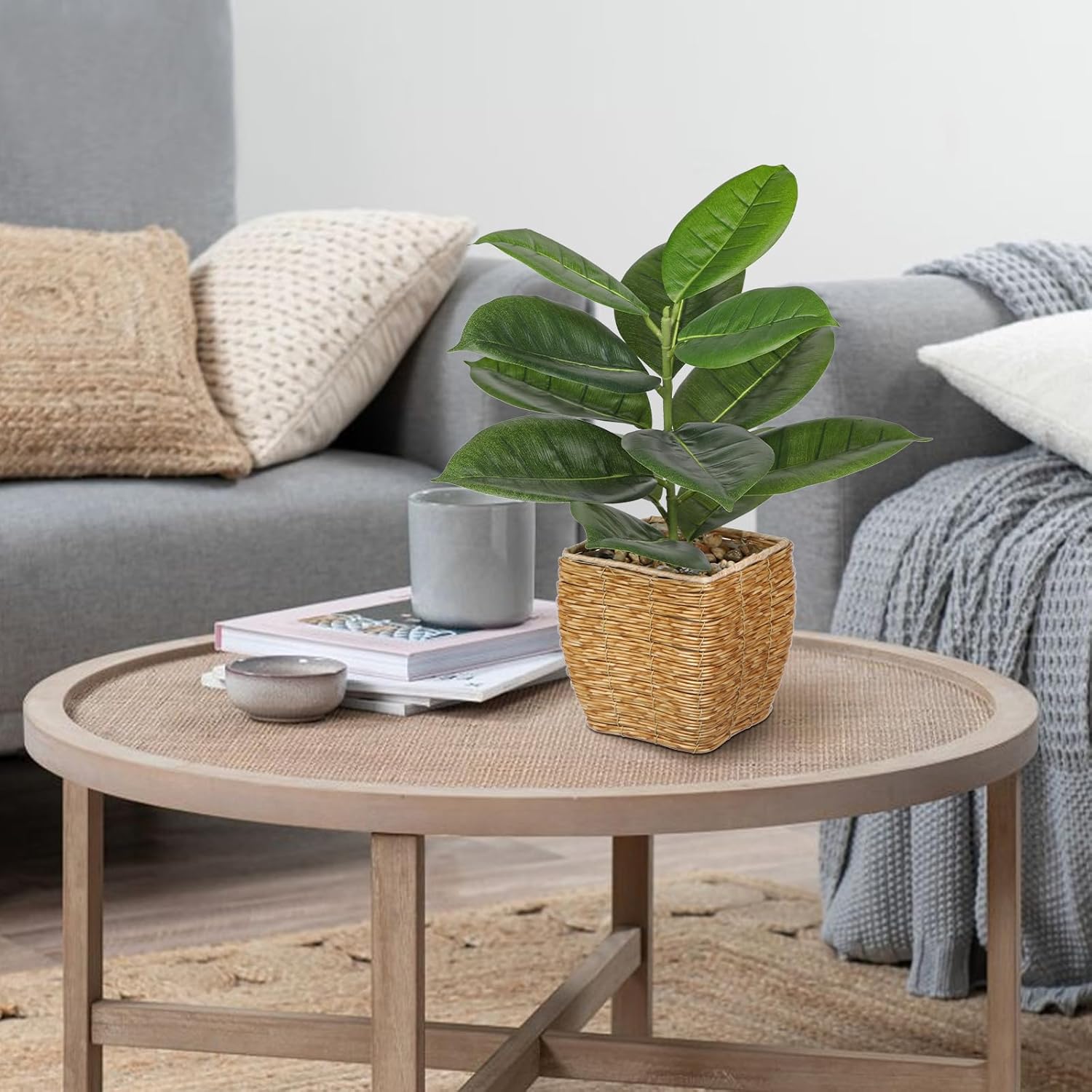Briful Artificial Oak Plant in Rattan Basket