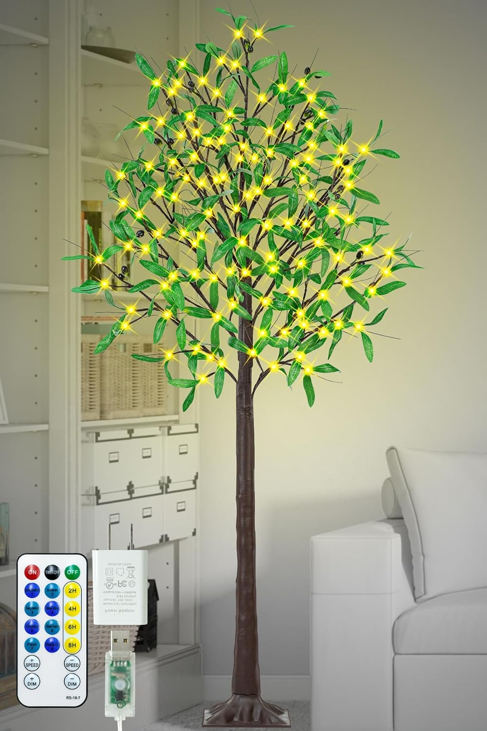 FastDeng Lighted Olive Tree 6ft Artificial Tree with 130 LED Lights