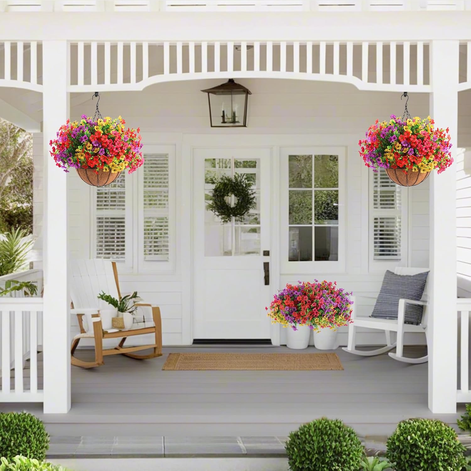 Hananona 2 Set Artificial Flowers with Hanging Baskets