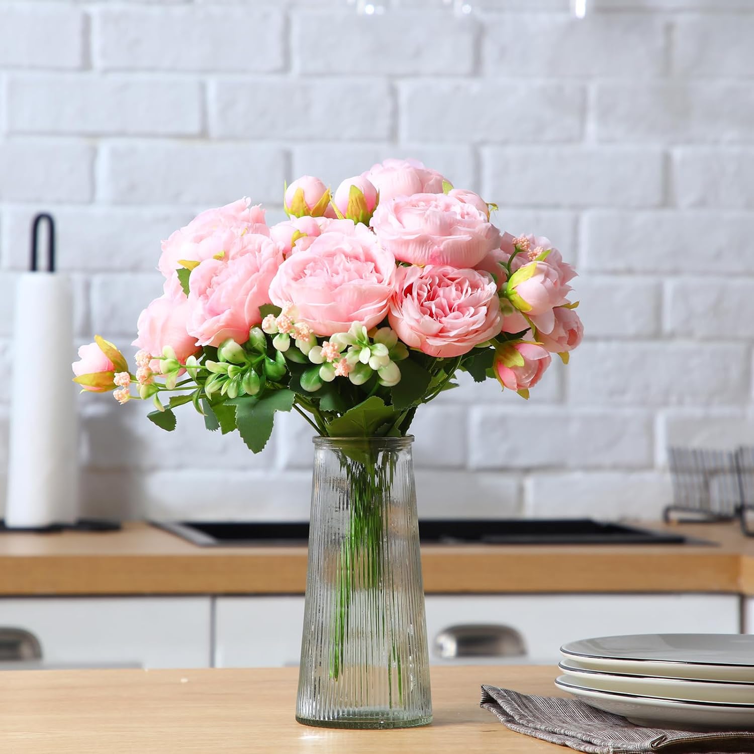 Geosar 8 Bundle Artificial Pink Peonies Flowers