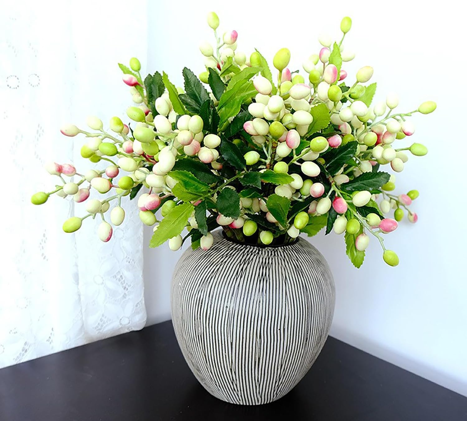 MSUIINT Artificial Olive Branches with Fruits 4PCS