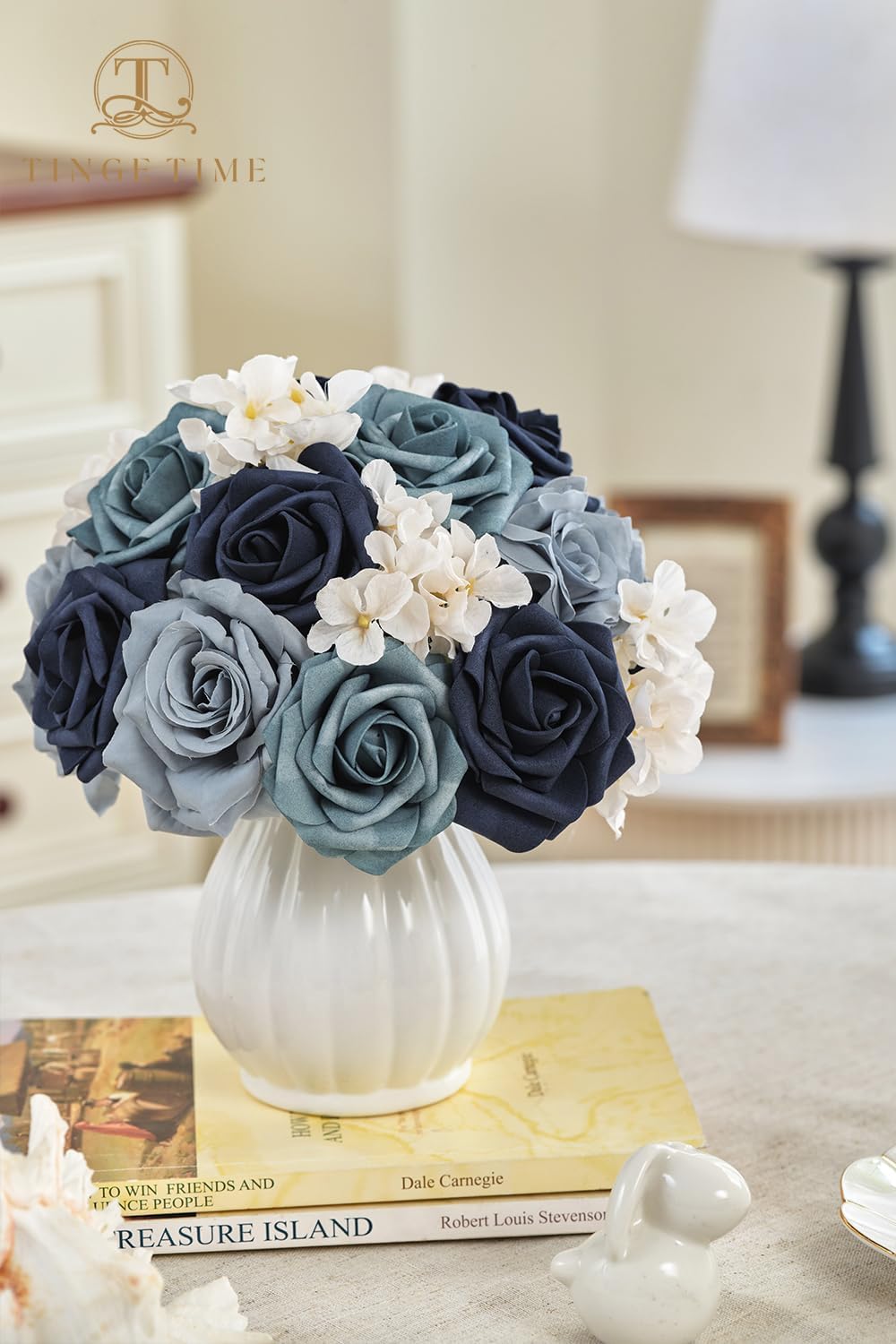TINGE TIME Navy Blue Artificial Flowers Combo