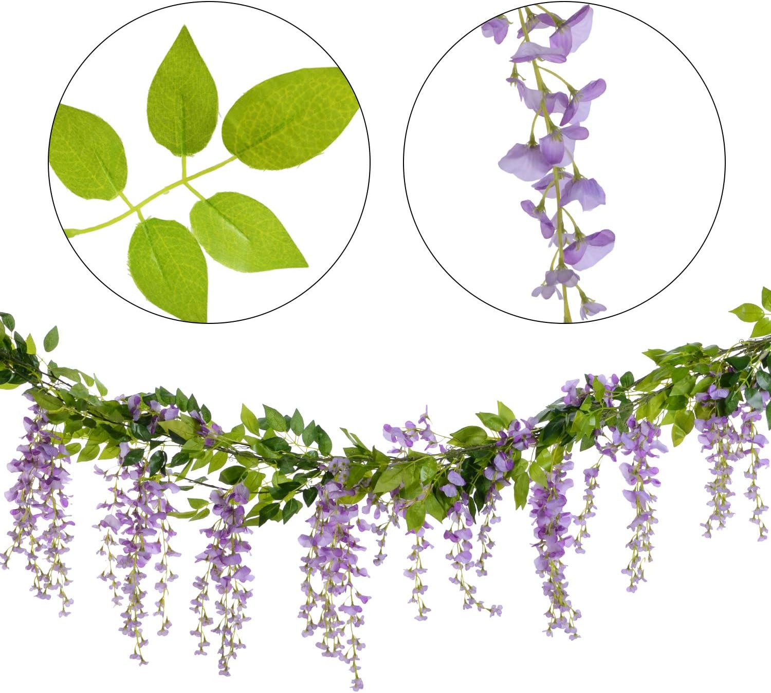 Lvydec Wisteria Artificial Flowers Garland Light Purple 288ft 4 Pcs