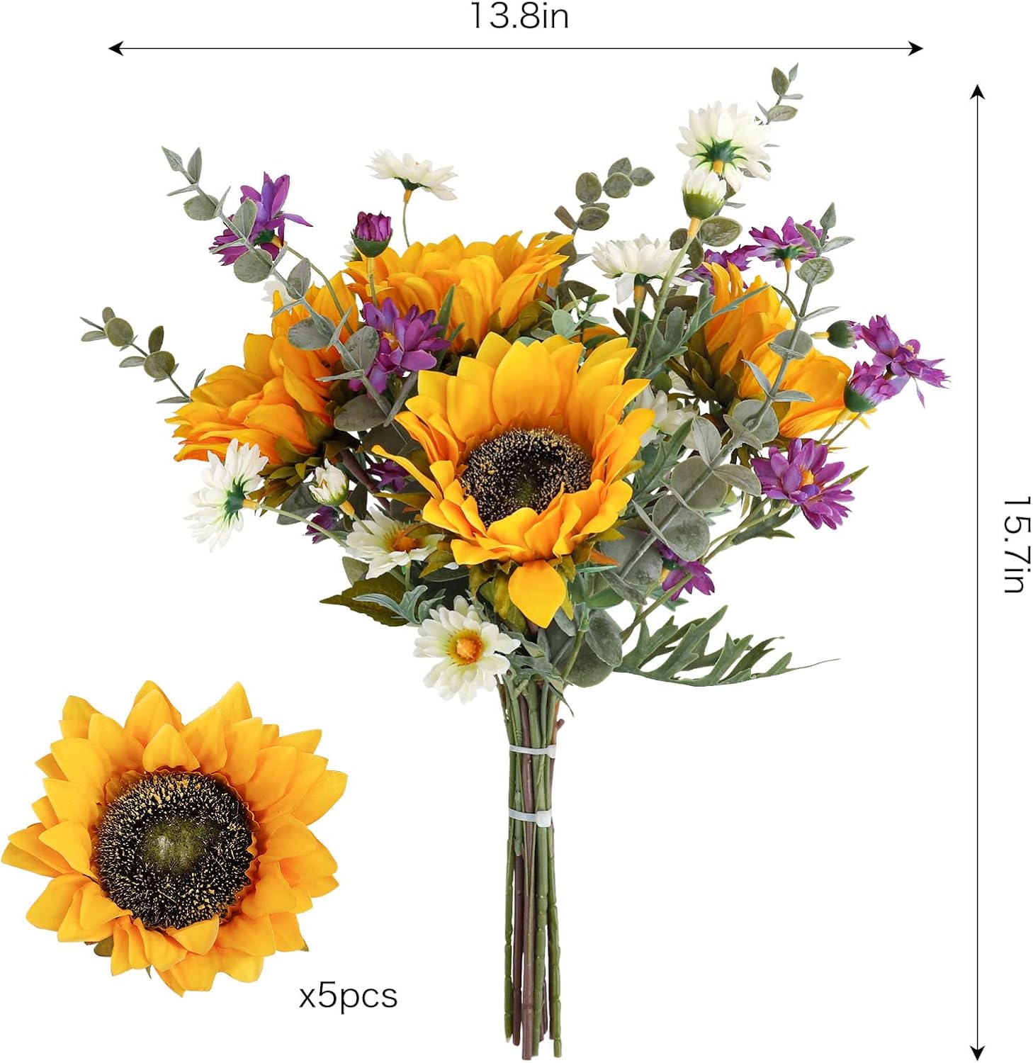 CEWOR Artificial Sunflowers Bouquet for Wedding and Home Decor