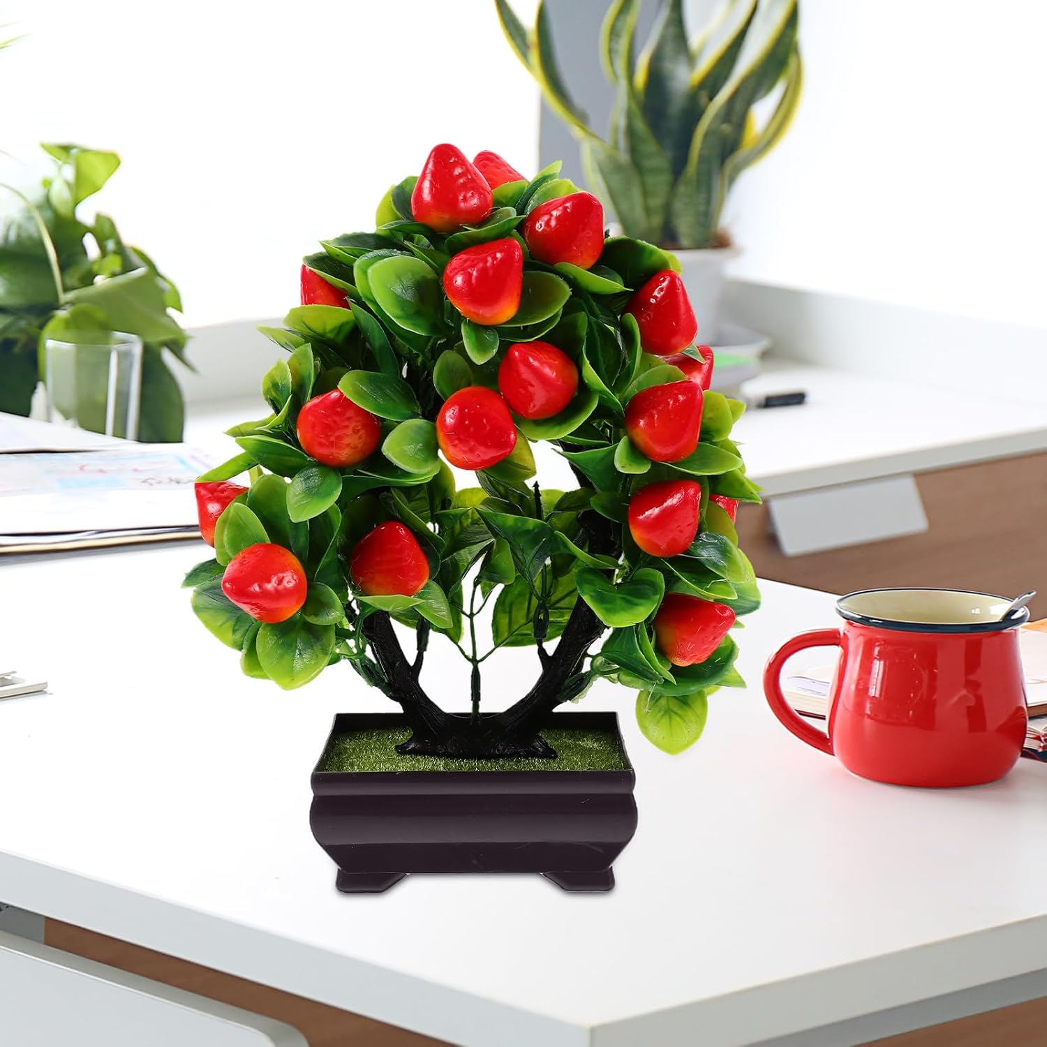 Abaodam Artificial Strawberry Tree Potted Plant