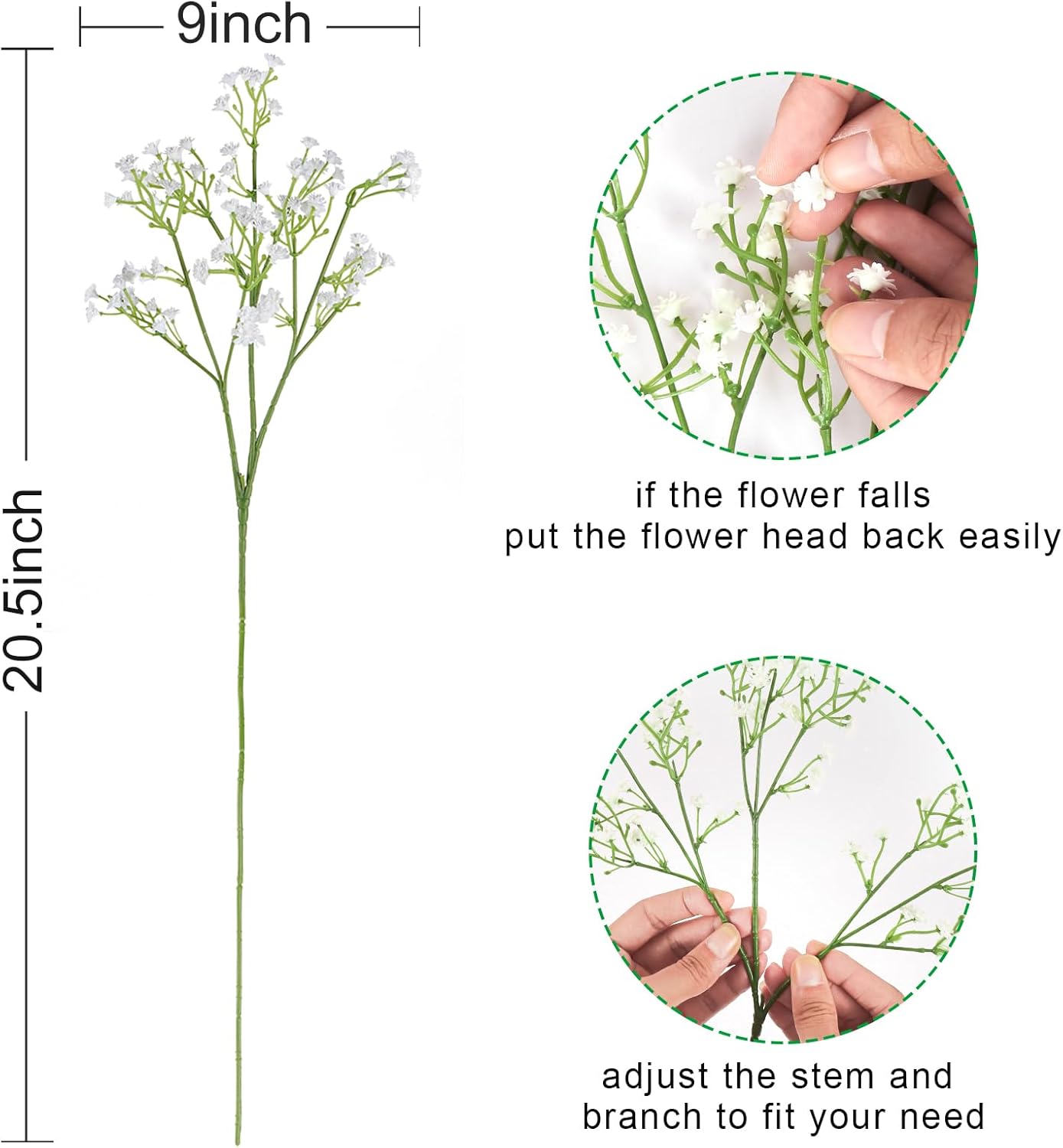 DEEMEI 6pcs Artificial Babys Breath Flowers White Gypsophila Bouquets