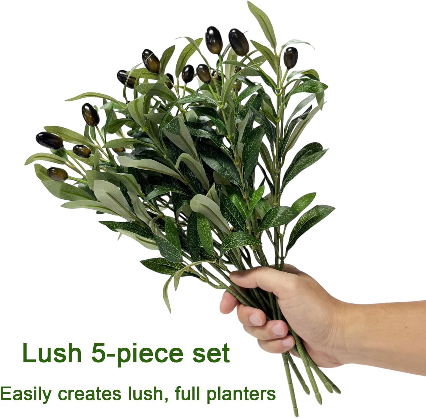 5pcs 15 Inch Artificial Olive Branches with Realistic Fruits