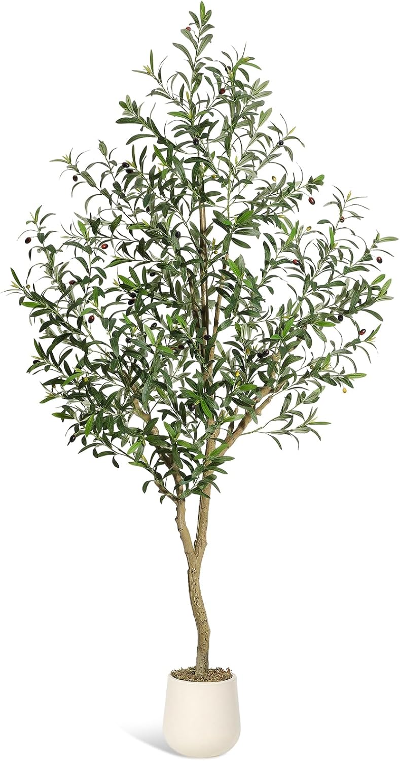 GarveeHome Olive Trees Artificial Indoor 7ft Faux Silk Plant