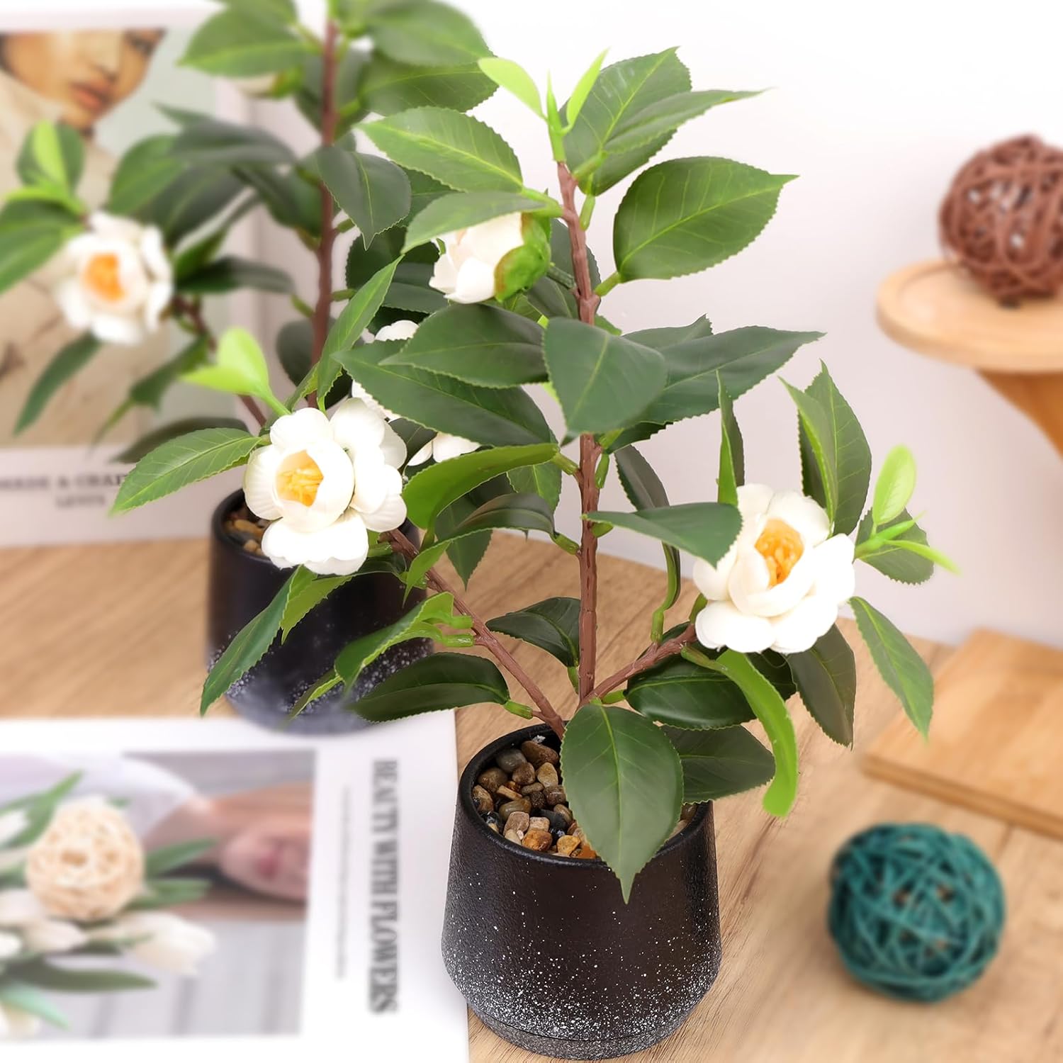 Gresorth 2 Pack Artificial Potted Plants with Flowers