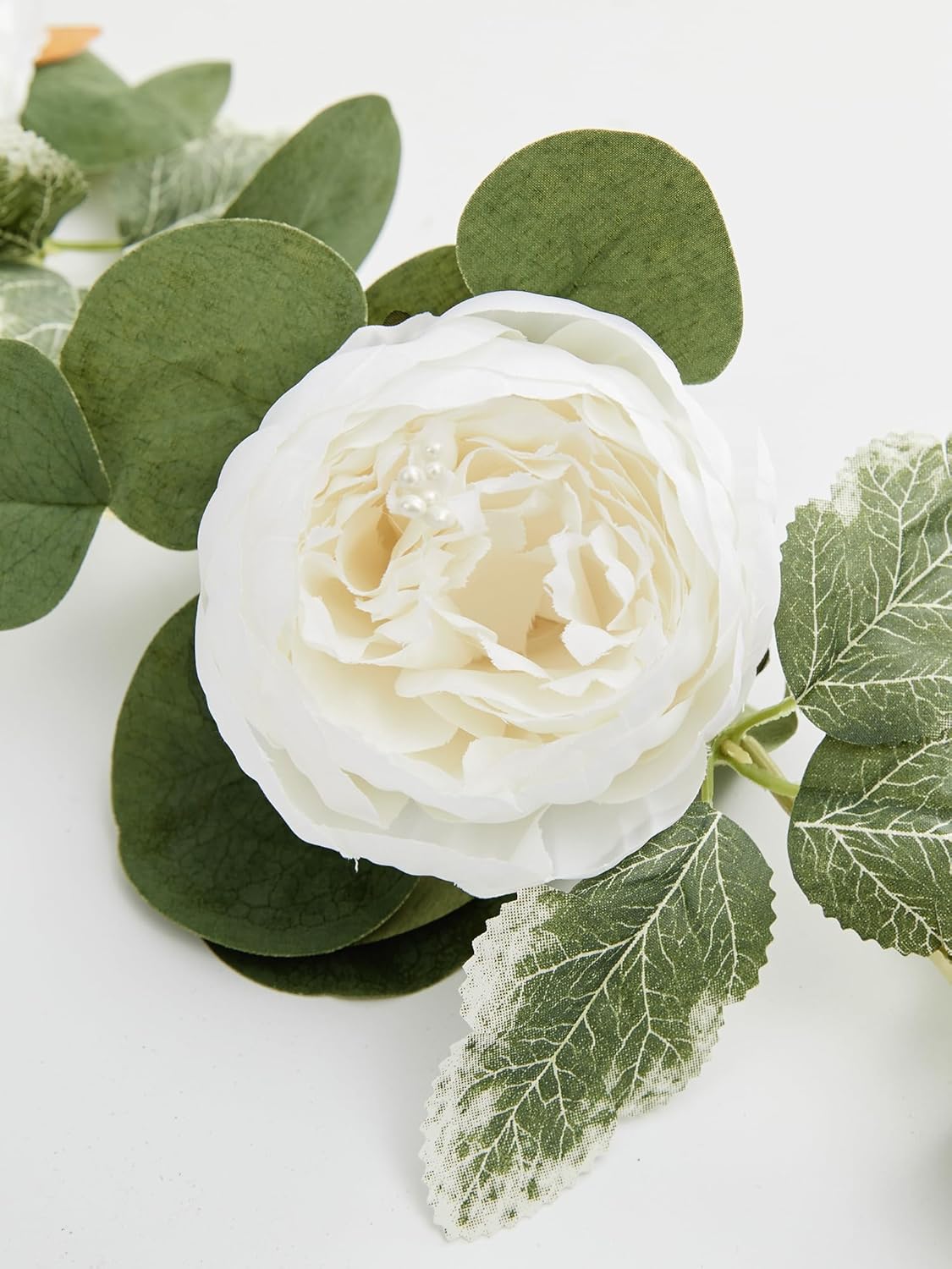 MISSPIN Artificial Flower Garland with Peonies and Roses