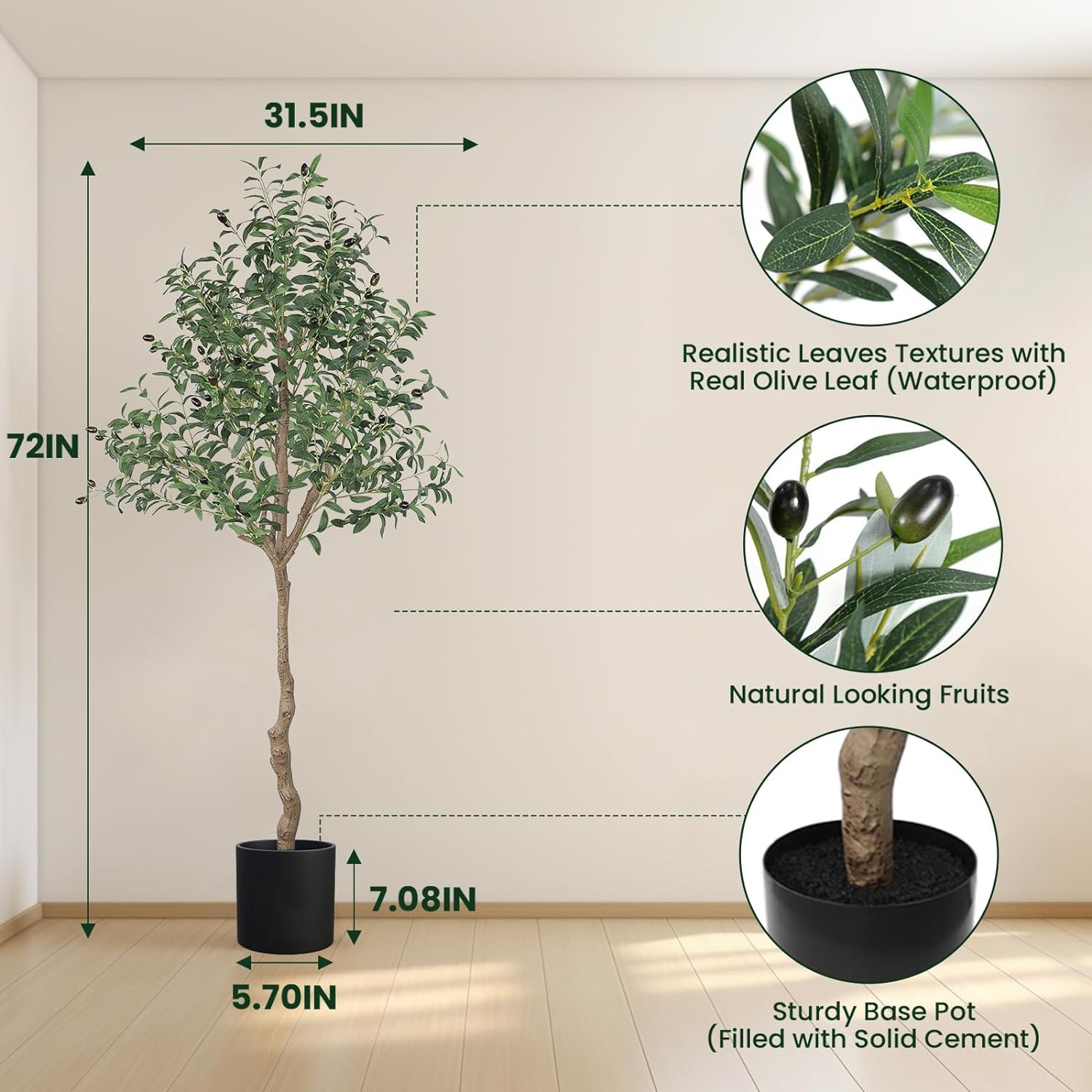 ANTING 6FT Artificial Olive Tree 2 Pack
