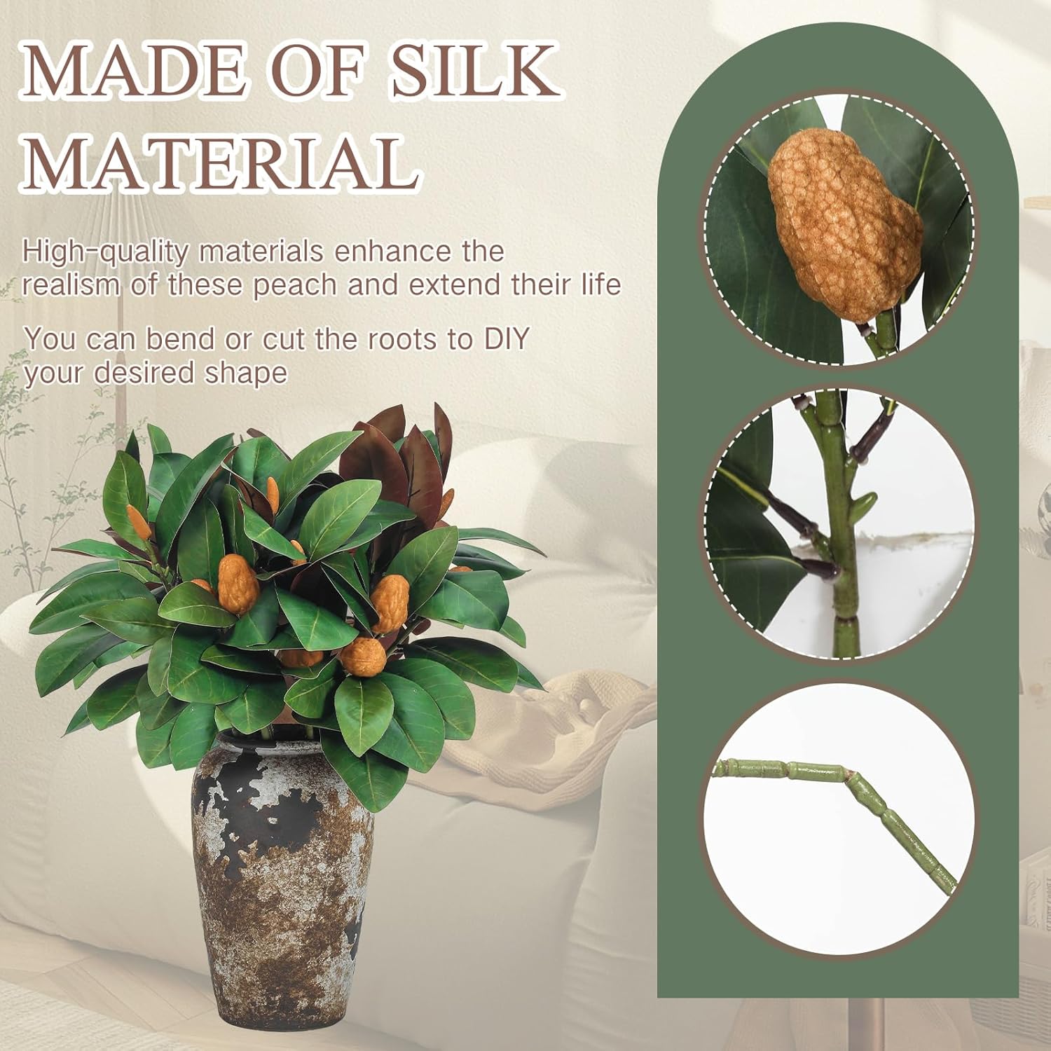 10 Pcs Artificial Magnolia Branches 32 Inch Decor