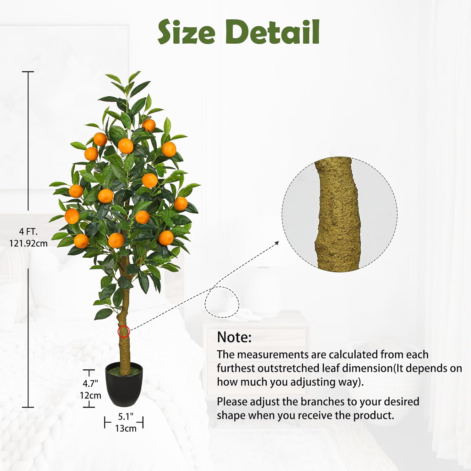4ft Artificial Orange Tree with 14 Realistic Fruits