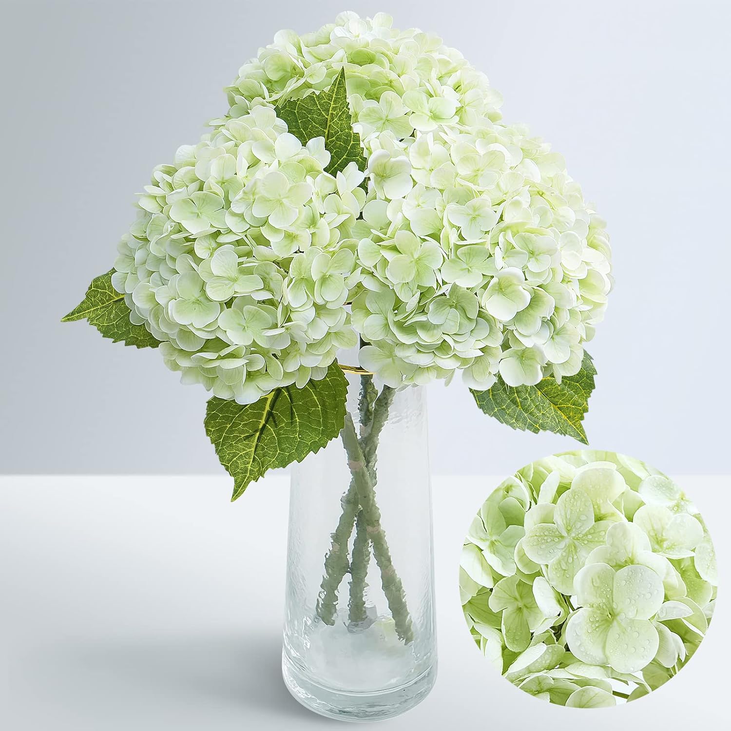 Waipfaru 21 Inch Real Touch Hydrangea Artificial Flowers with Long Stem and Leaves