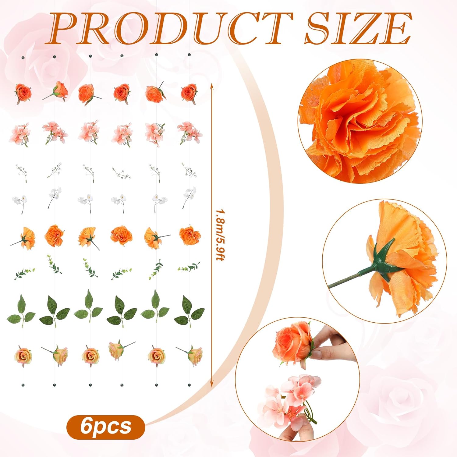 XunYee 6 Pcs 354 Ft Flower Garlands Wildflower Decor