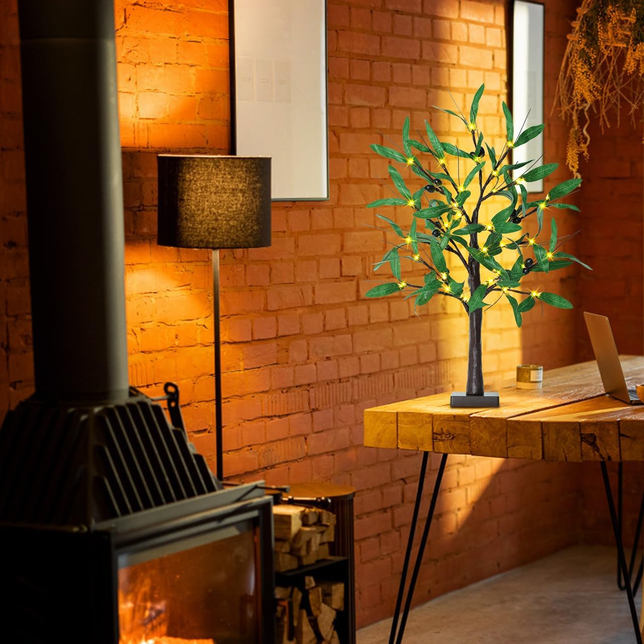 24 Inch Lighted Olive Tree with 36 LED Lights