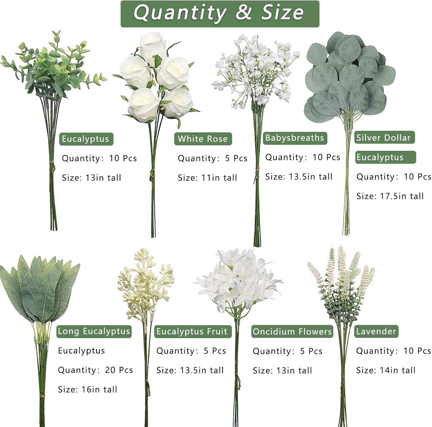 VIERENA Artificial Greenery Stems Box Set 75pcs