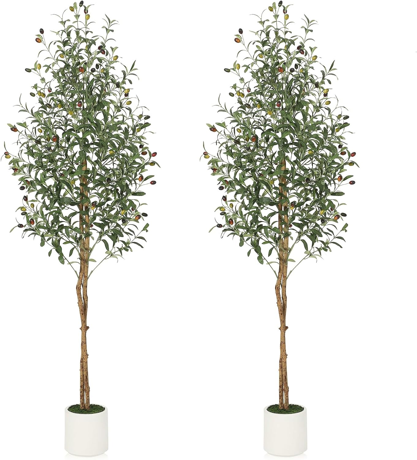 GAOMON 6ft Artificial Olive Tree with White Pot 2pcs
